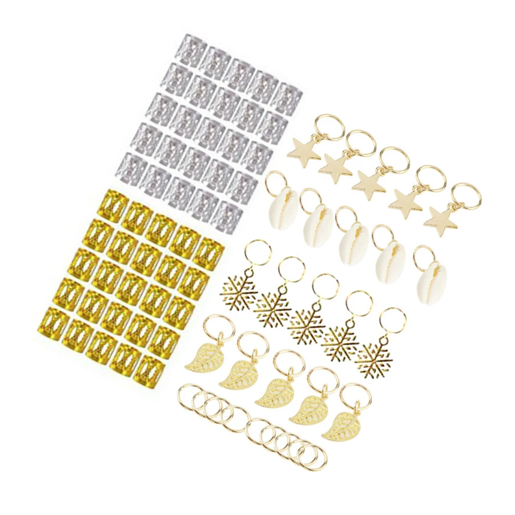 

80pcs Metal Hair Cuffs Aluminum Alloy Hollow Braiding Rings Anti-Rust Dreadlocks Pirate Medieval Style Filigree Tube Decorations