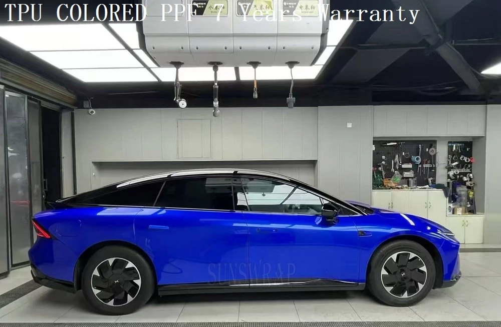 

TPU Sapphire Blue Color PPF Covering Film Self-Adhesive Long-Lasting Anti-UV Anti-Corrosion for Automobiles Marine 5x52ft Roll