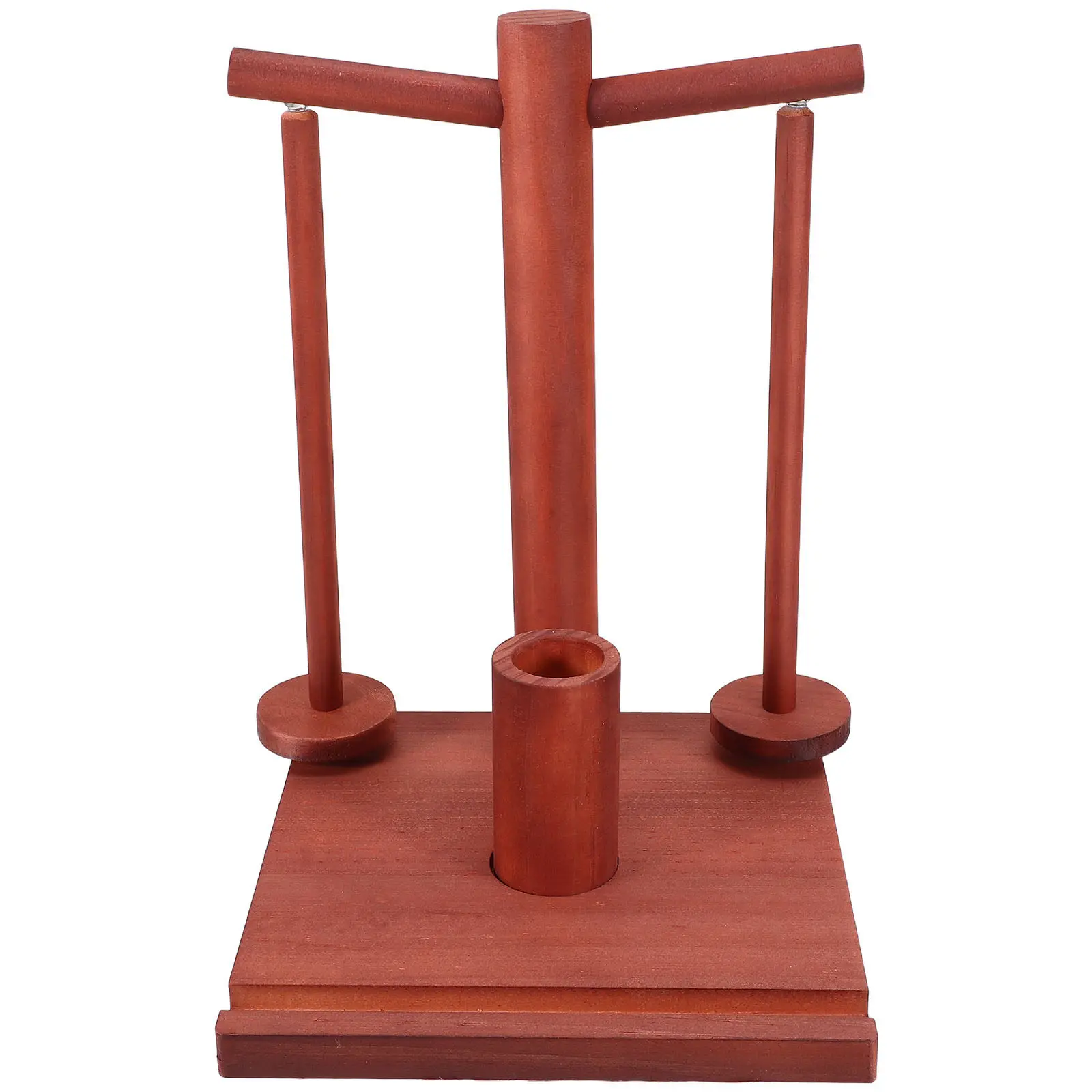 

Wooden Yarn Holder for Crocheting and Knitting Rotating Double Spindle Stand Stable Base Natural Wood Yarn Organizer Storage