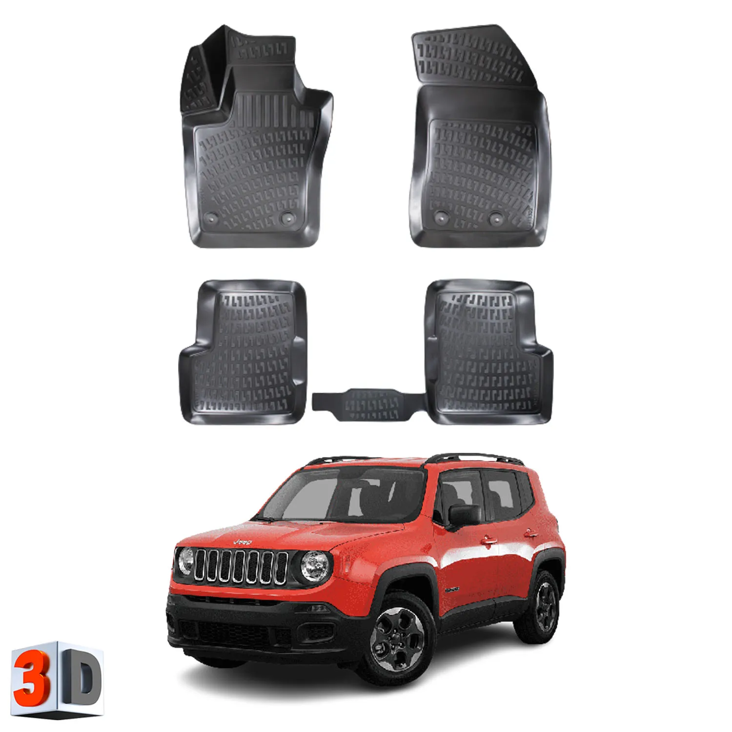 

Jeep Renegade - (2015-2022) Floor Mats Liner Waterproof 3D - (Black)