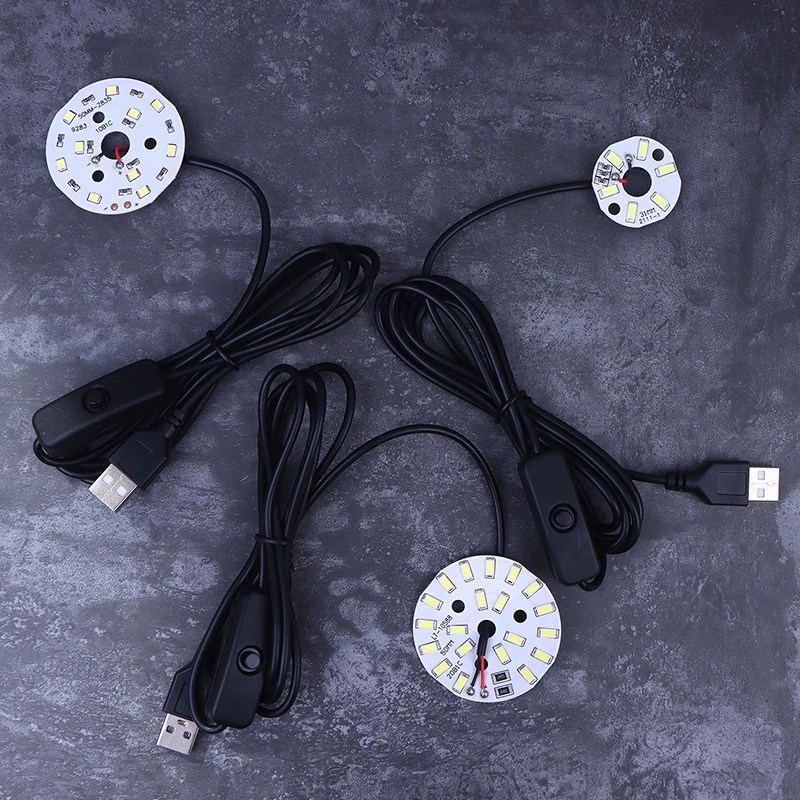 1Pc USB Plug DC5V LED Light Source SMD 5730/2835 LED Light Beads Ring Chip With Black 1.5M Swtich Cable 3/5/10W White Light