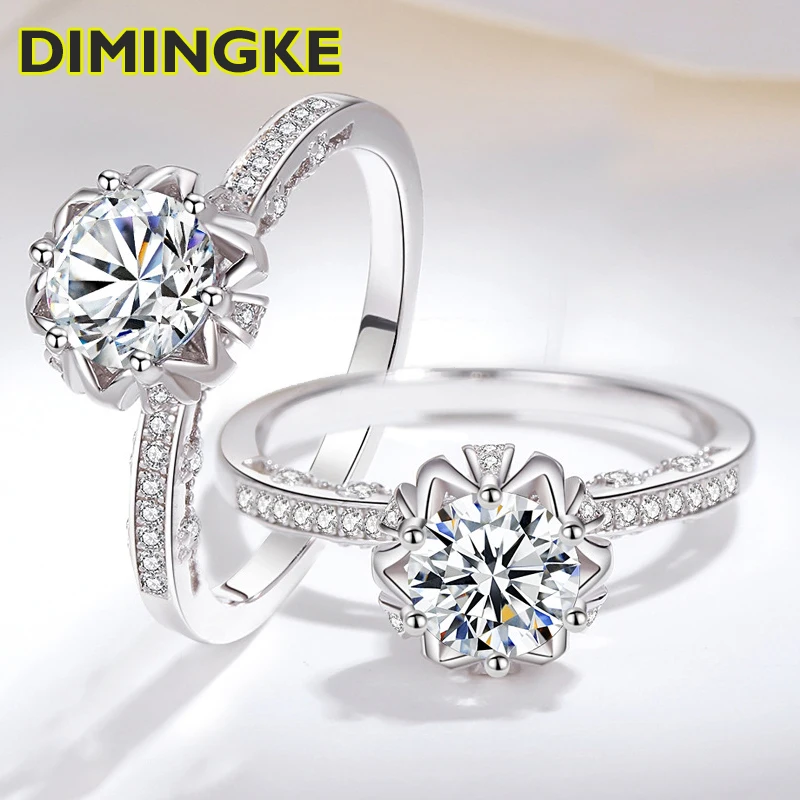 

DIMINGKE Luxury 925 Silver Ring 1 Carat Moissanite GRA Certificate Temperament Women Advanced Jewelry Wedding Party Gift