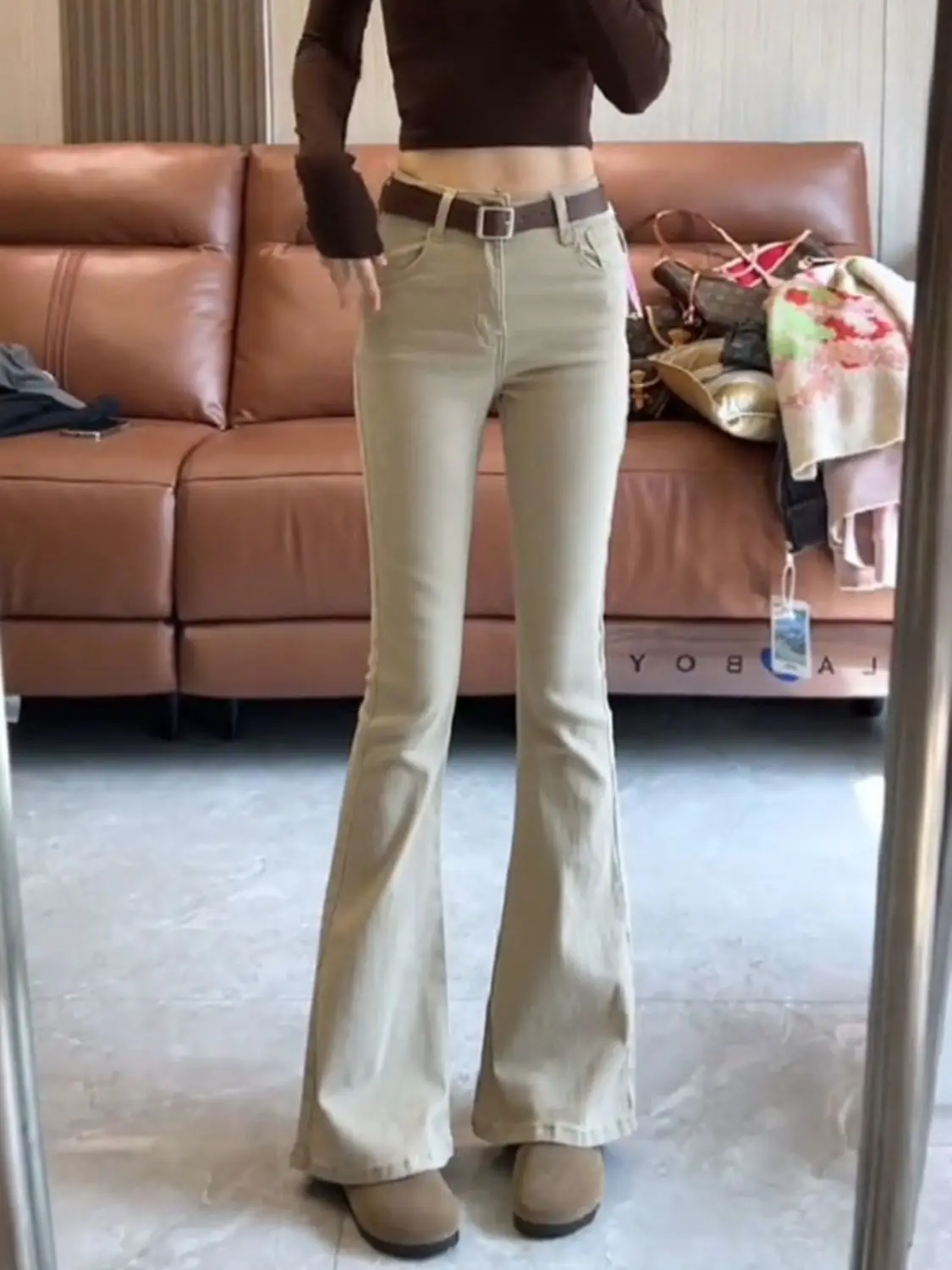 

Брюки Джинсы Молодежная женская одежда на шнурке с эластичной резинкой на талии Свободный крой Женский женский джинсовый модный удобный базовый крой