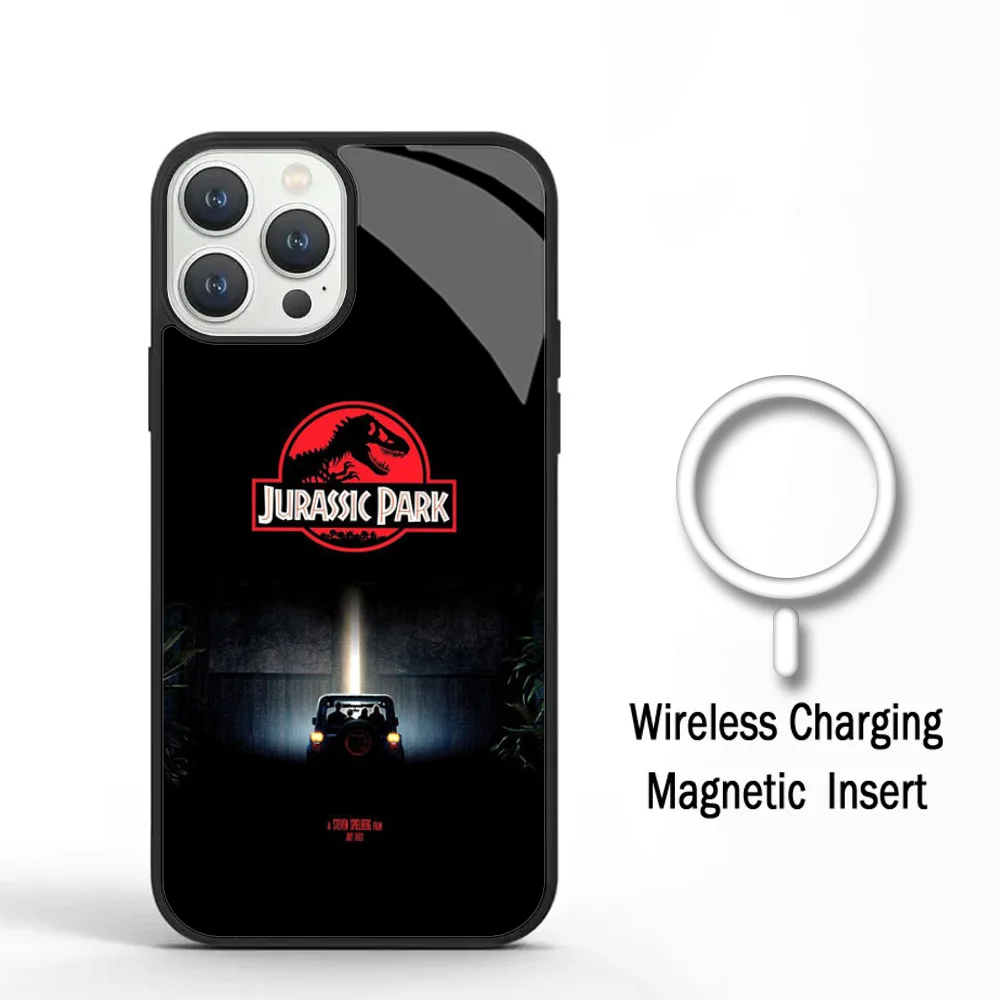 J-Jurassic Park Dinosaur World Phone Case For IPhone 11 12 13 14 15 Plus Pro Max Mirror Acrylic For Magsafe Wireless Charging