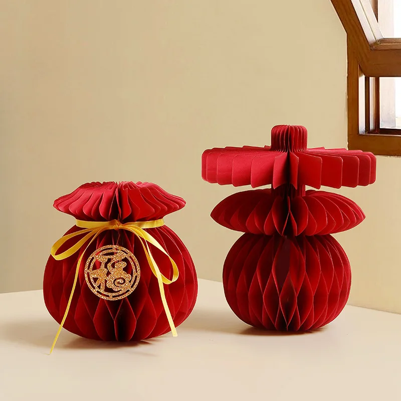 뱀의 해 봄 축제 장식품 입체 두꺼운 종이 벌집 접이식 수공예품 새해