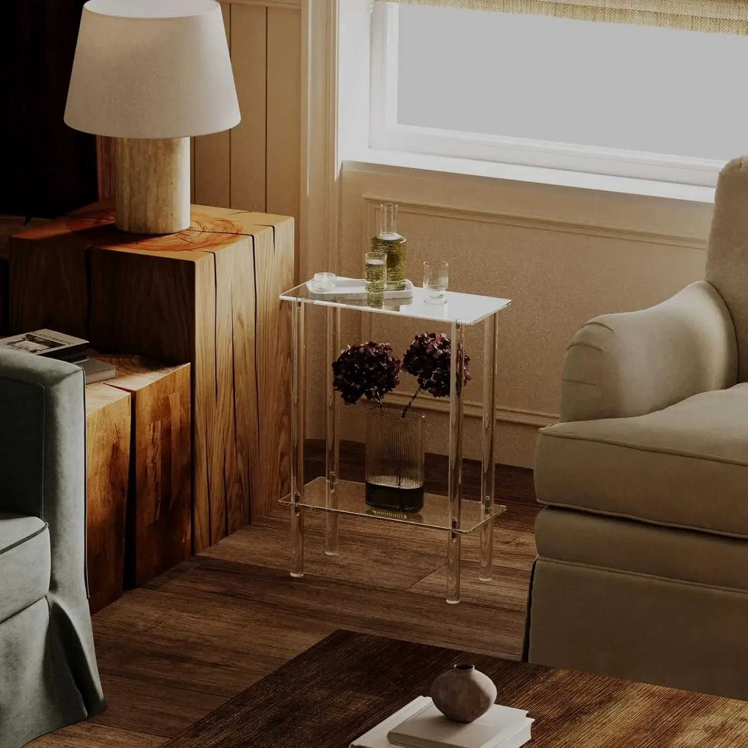 Acrylic Narrow Side Table for Small Spaces, 7