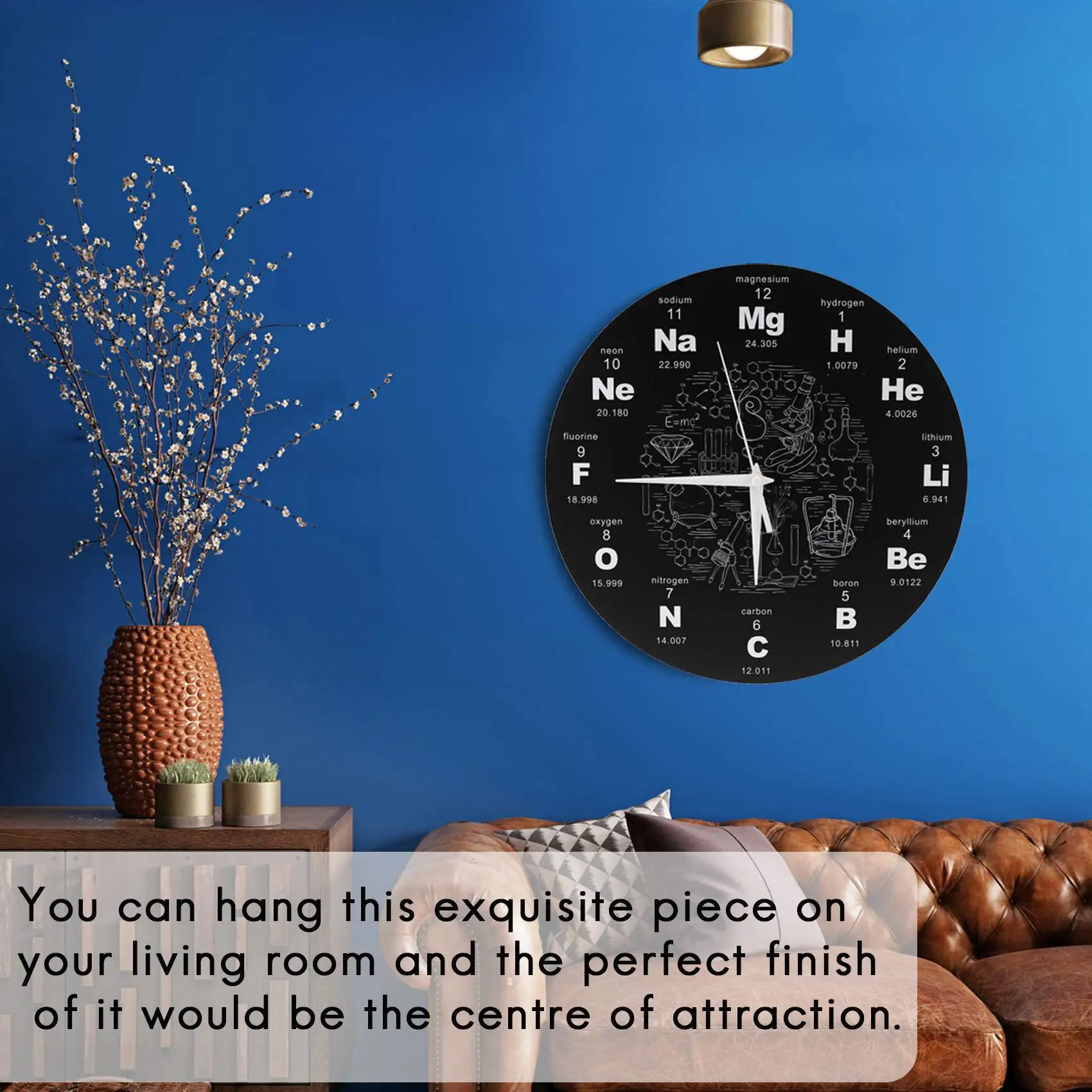 Horloge Murale Chimique pour Salle d'Exposition des Irritations, Tableau Périodique des Éléments, Art Mural, Attention ols, Cadeau pour Enseignant