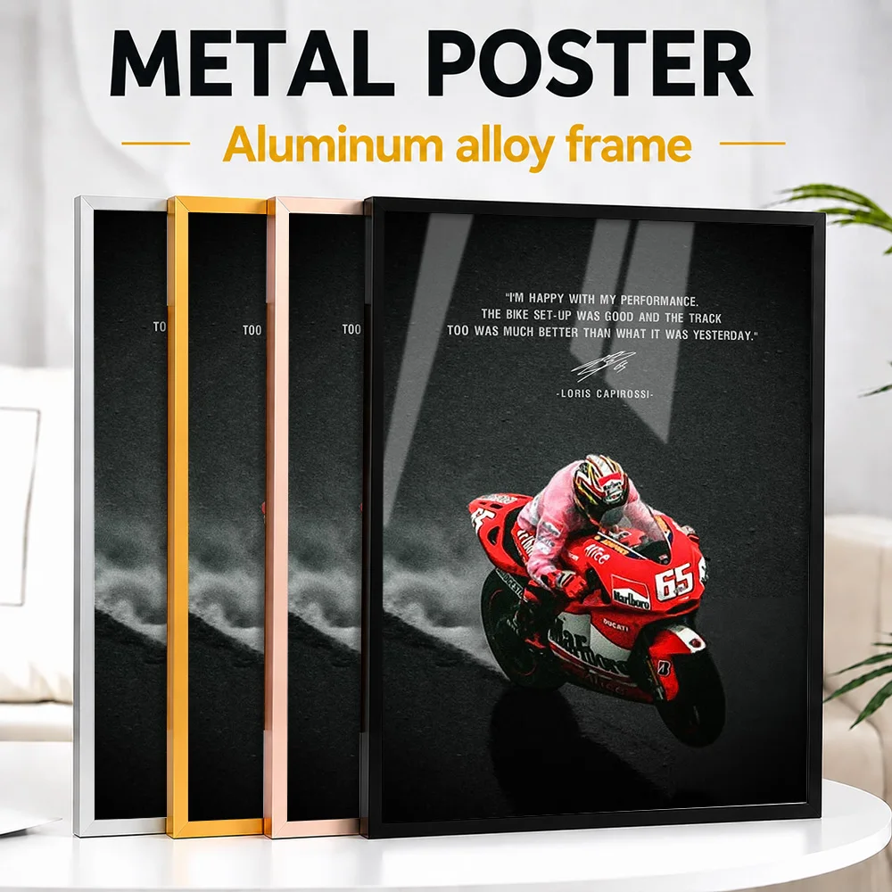 Loris Capirossi MotoGP Quote Metal Poster With Aluminum Alloy Frame Personalized Photo Bold Rider Style Wall Art For Game Room