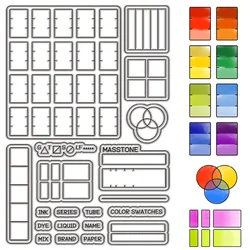 Color Swatches Clear Rubber Stamps Palette Reusable Retro Transparent Silicone Stamp Seals for DIY Scrapbooking Journaling Card