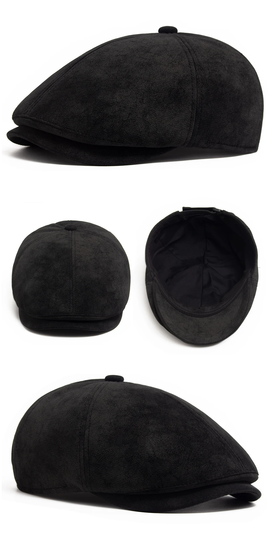 Neue PU Kunstleder Zeitungsjunge Mütze Mode Vintage Männer Frauen Berets Für Frühling Herbst Visier Flachen Hut Casual Retro Hip Hop Caps – Detail 7