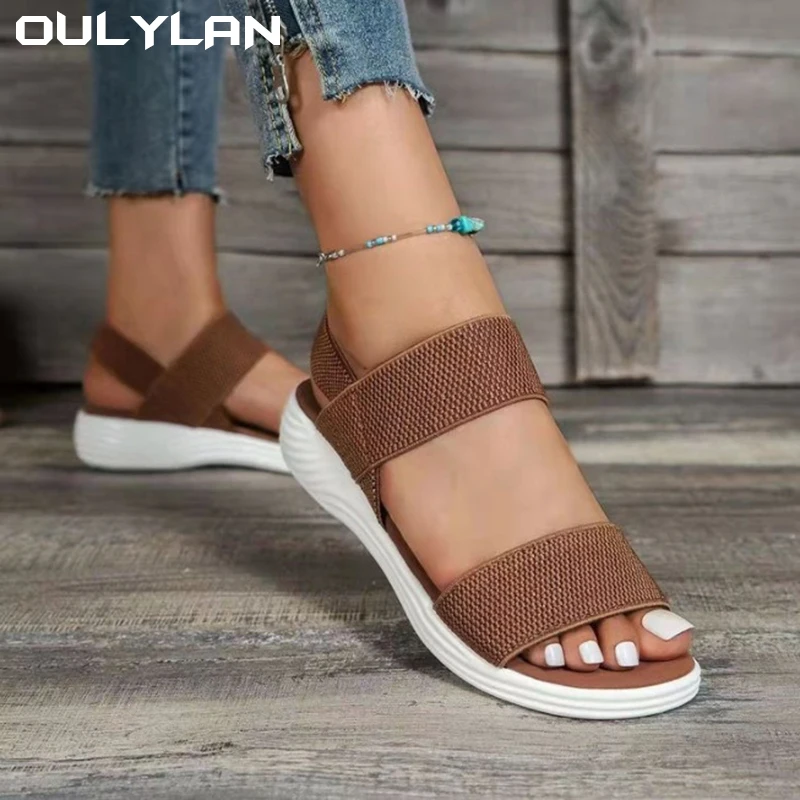 Fish Mouth Sports Sandals Flying Woven Flat Shoes Sandals Women Summer Fashion Sandals Mesh Casual