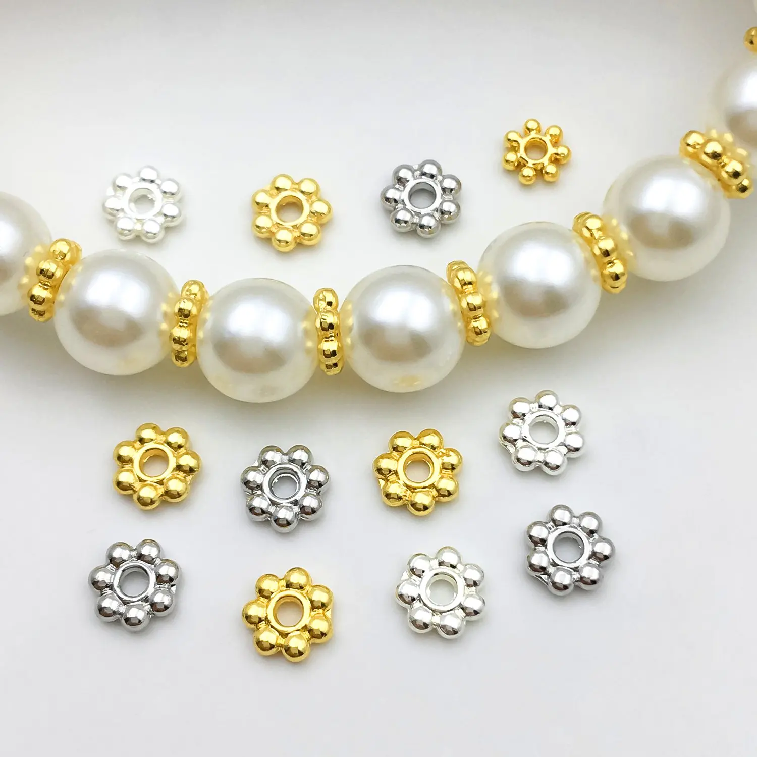 20pcs 4/4.5/5.5mm 18K Gold Color Brass Flower Spacer Beads High Quality DIY Jewelry Making Supplies Necklace Earrings Accessorie