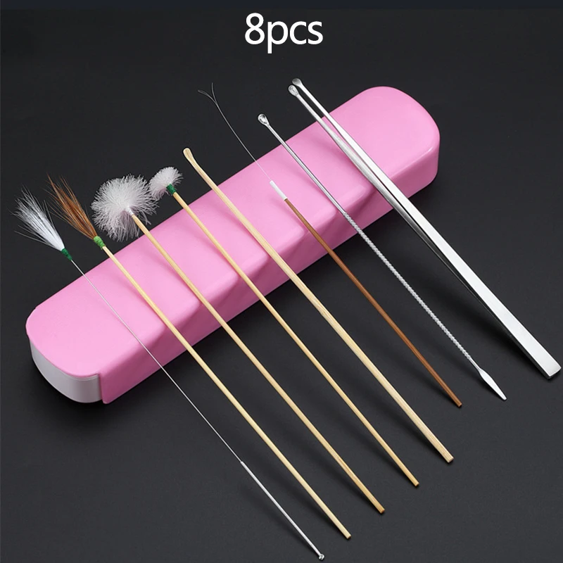 6/11/20pcs Ear Canal Cleaning Professional Ear Picking Massage Set Goose Feather Stick Earpick Stainless Steel Ear Wax Tool