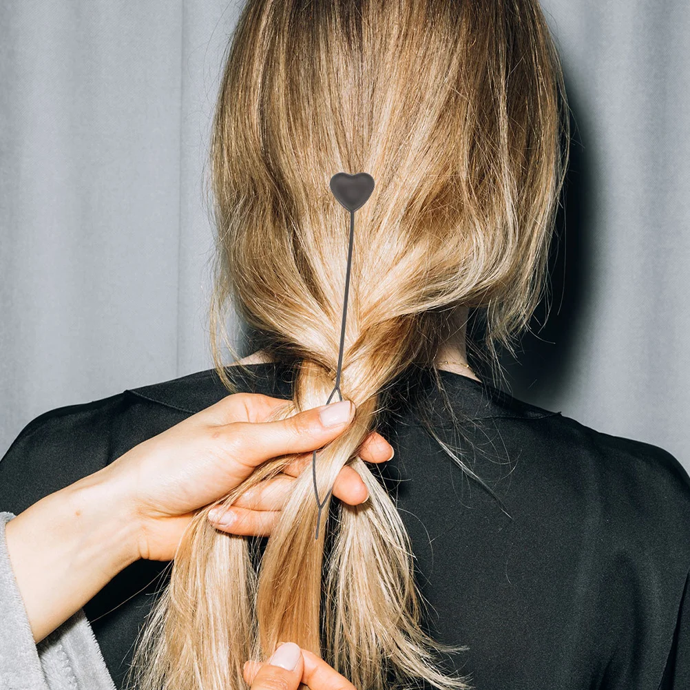 

20Pcs Black Heart Hair Braid Threader Plastic Quick Beader Ponytail Styler Hair Beader Tool Accessories Braiding Beads