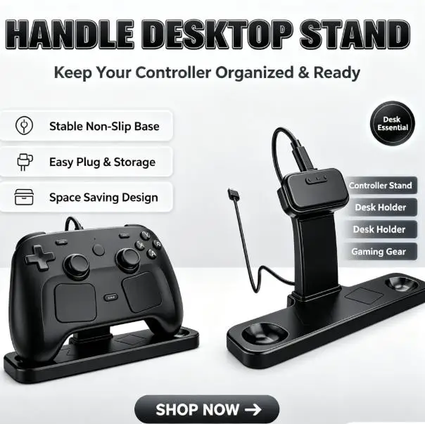 2‑in‑1 Magnetic Charging Desktop Stand For Steam Controller Anti‑Slip Weighted Base Cable Management Auto‑Align Charger Dock