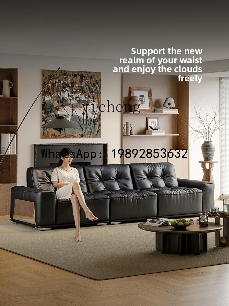 Leather sofa living room first layer cowhide small apartment sofa