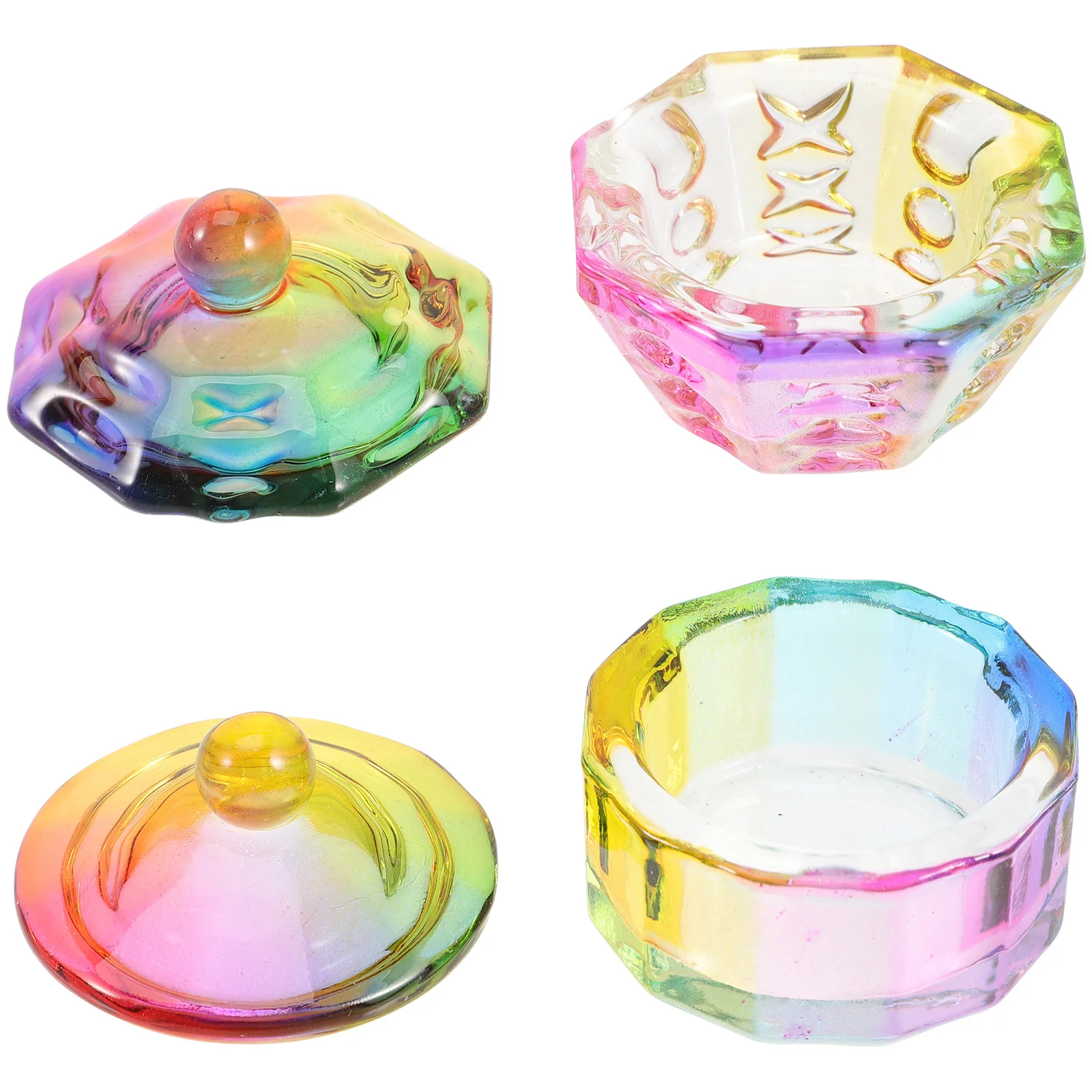 2Pcs Nail Dappen Dish Lid Glass Monomer Dish Acrylic Nail Holder Manicure Tools Powder Mixing Cup Manicure Cup