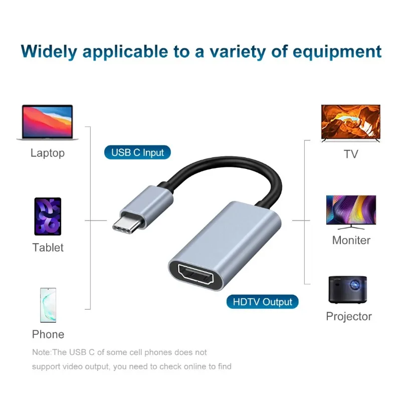 Typec to hdmi mobile phone tablet for switch game handheld usbc converter 4k high definition screen projection cable