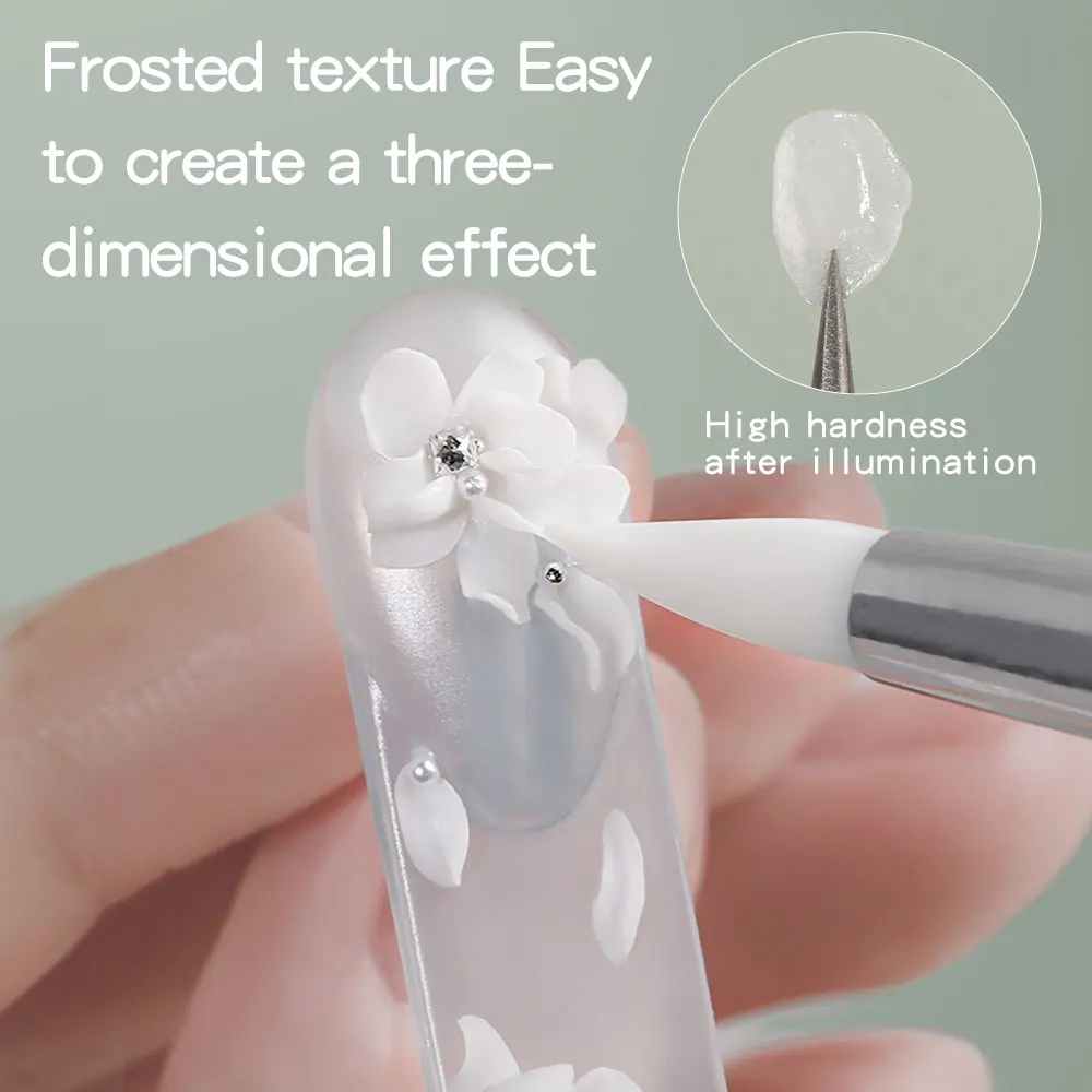 5ml 3D Flower Gel  Non-Stick Carving Glue Pearl White Satin Nail Art DIY Sculpting Gel for Manicure Extension Salon Use image 5