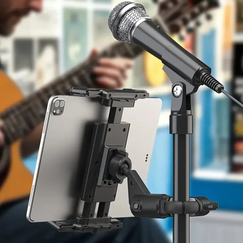 Tablet-Halterung für Mikrofonständer, Mikrofon-Notenständer, Tablet-Halterung für iPad, Smartphone-Tablet-Mikrofonständer für Live-Streaming – Detail 7