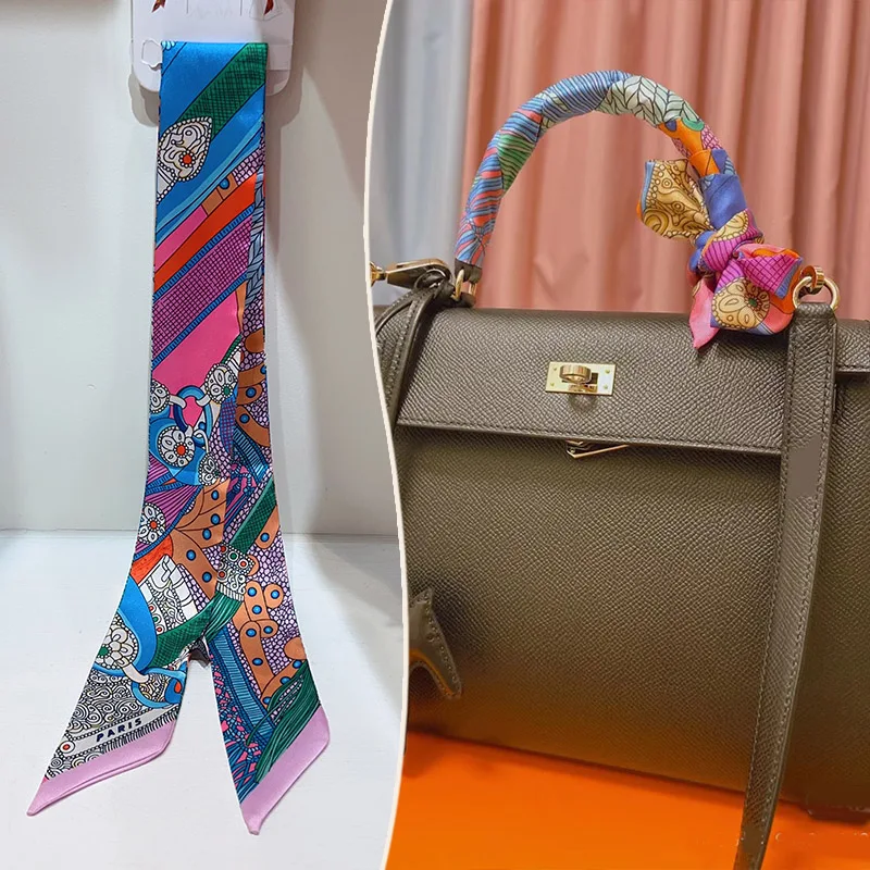New 2025 simulated silk wrapped bag strap bag handle silk scarf tied bag ribbon decorative small streamer, image 20