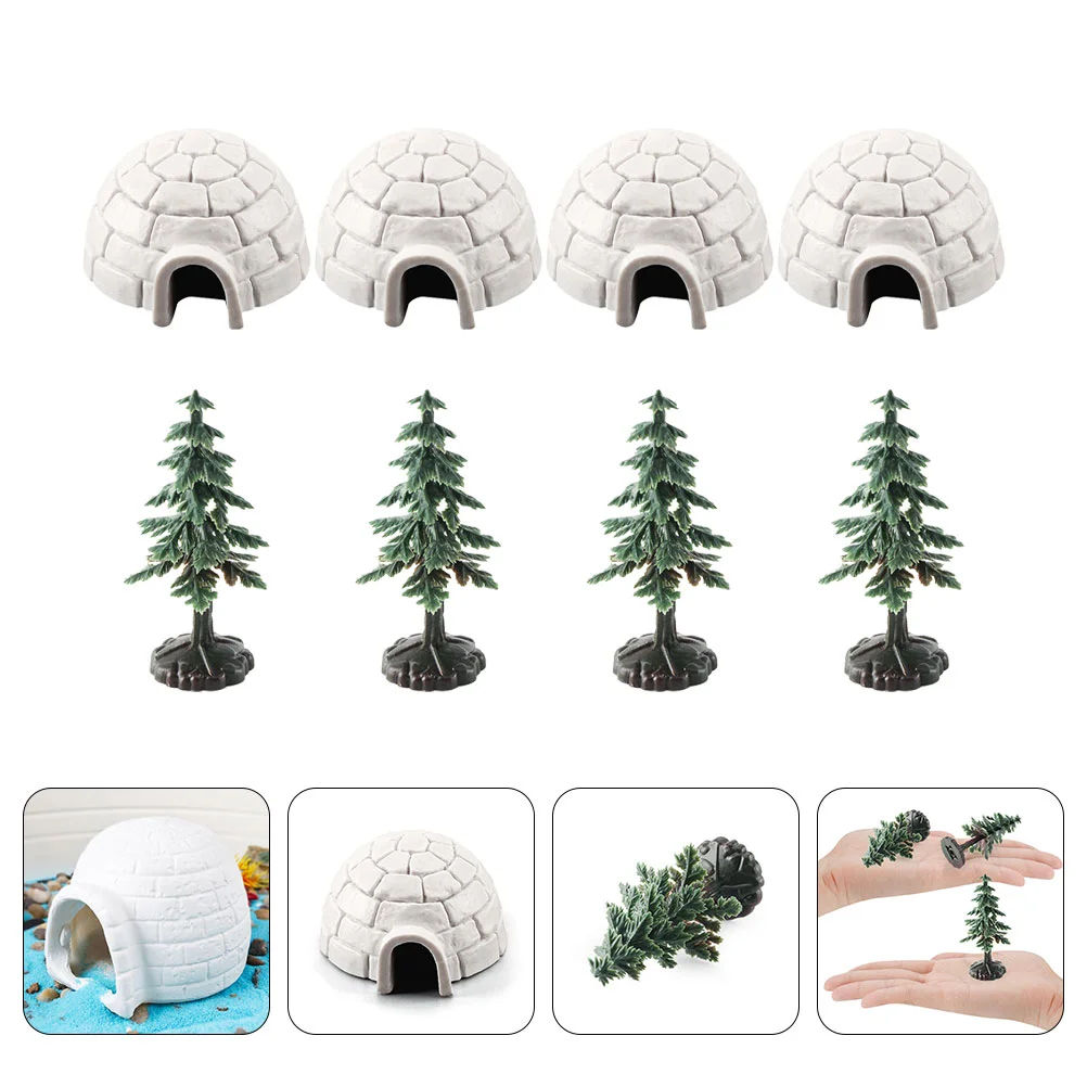 Outdoor Igloo Model Dollhouse Christmas Decorations Ice Ornament Plastic Mini Xmas Tree