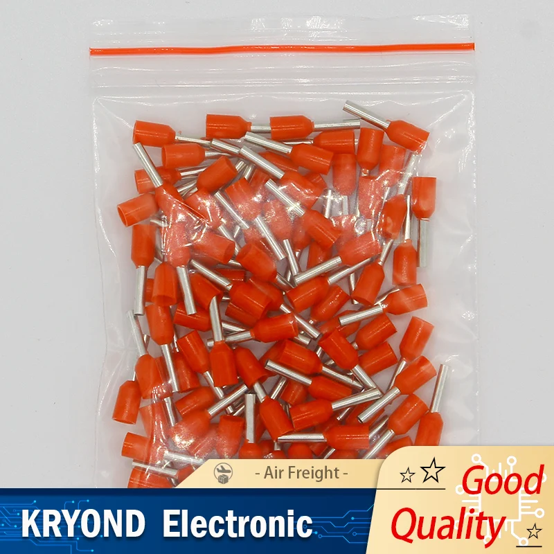 100PCS/Pack E1008 Tube Insulating Terminals 1mm² Cable Wire Connector Insulating Crimp Terminal Connector E-