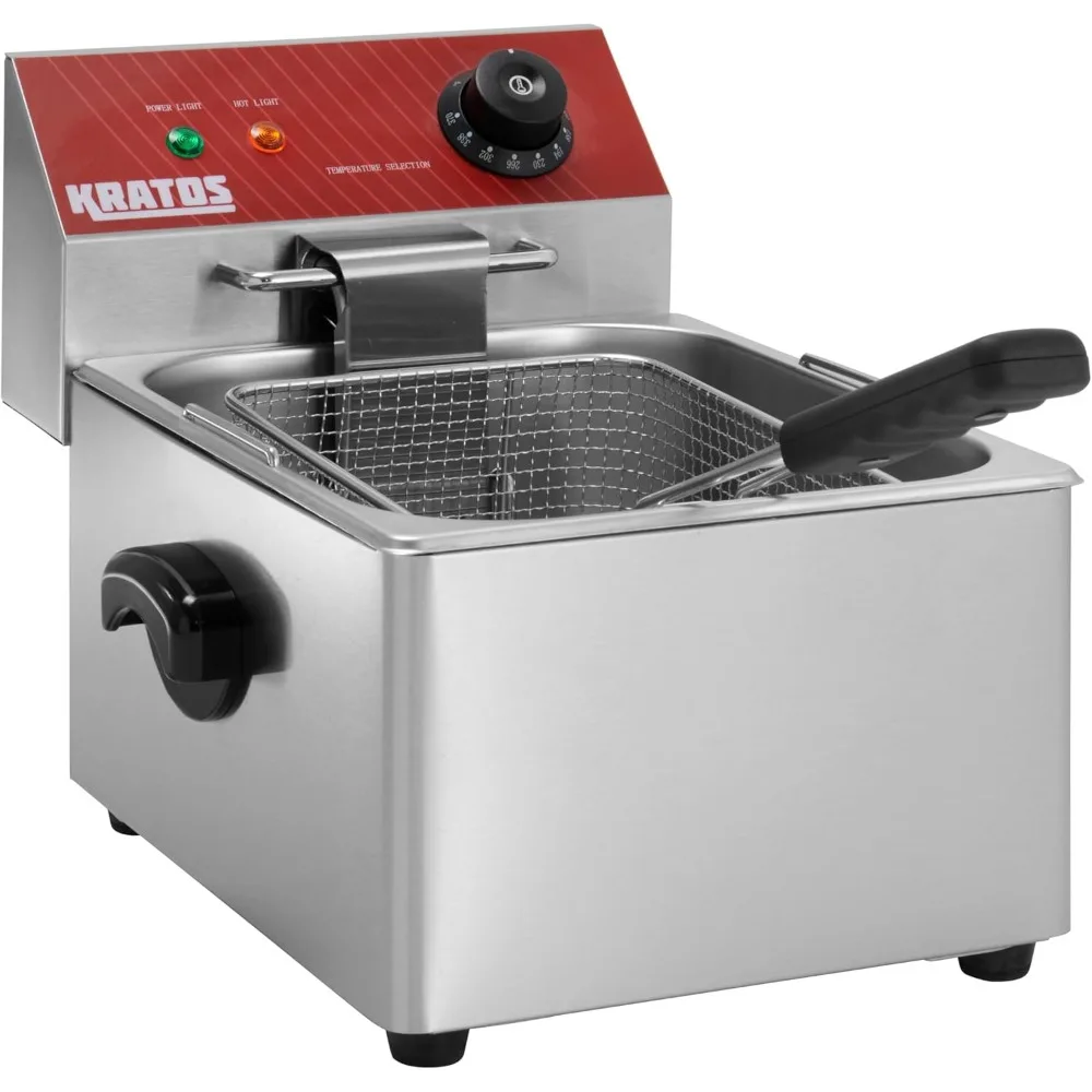 

10 lb Capacity Electric Deep Fryer with Basket, Stainless Steel Countertop Fryer for Restaurants and Concession Stands