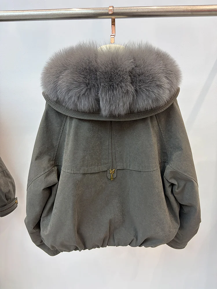 2026 Warm Women Real Goose Down Jackets Fox Fur Collar Thick Female Coats Puffer Jackets Winter Outwear