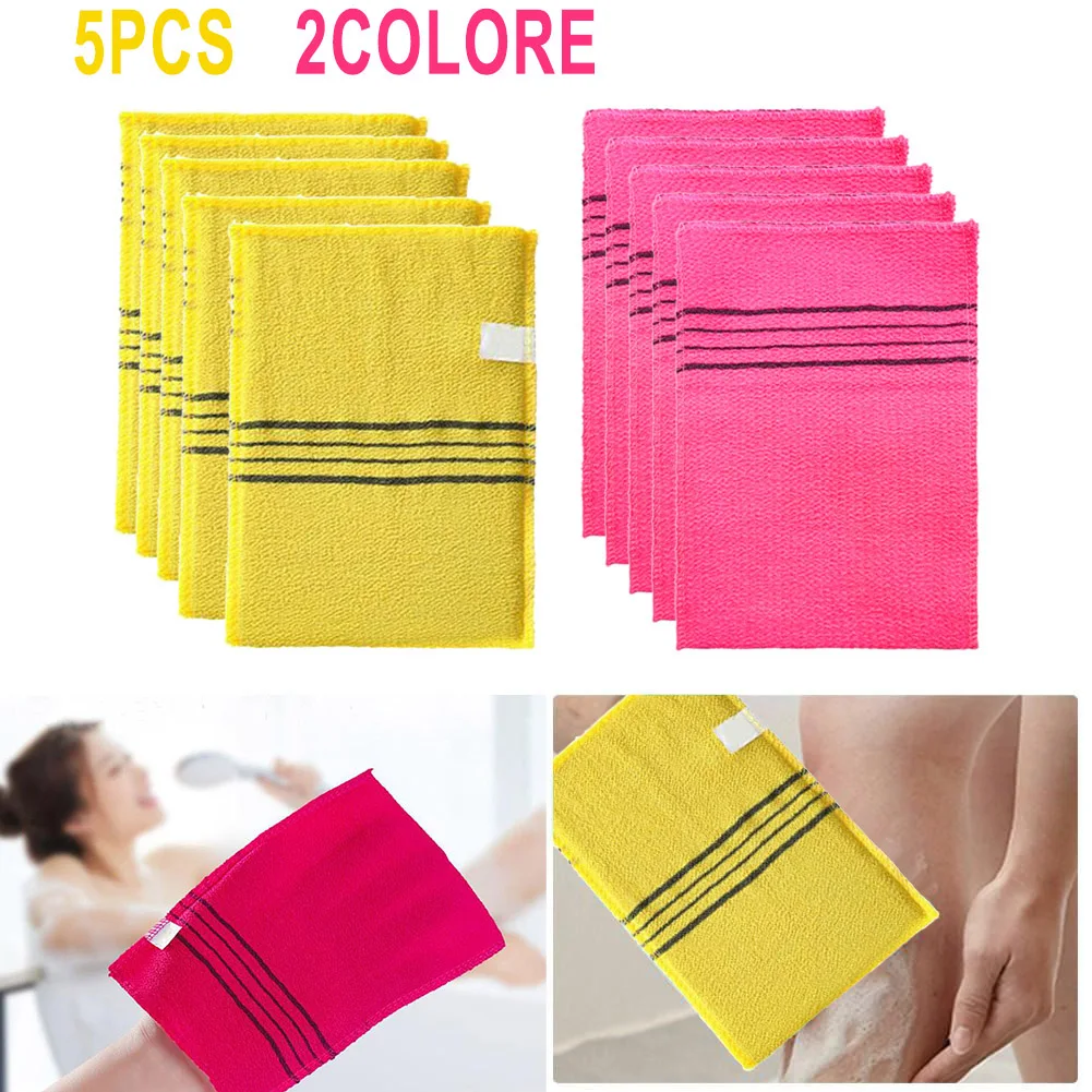 5Pcs Towel Korean Exfoliating Bath Washcloth Body Scrub Shower Towel Portable For Adults Coarse Grain Brush14*18.5cm