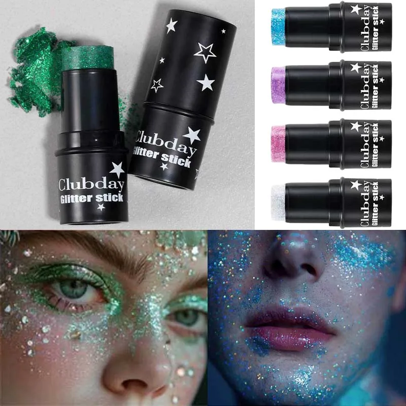 Sequins Glitter Gel Stick Face Body Glitter Balm Makeup Shine Green Rose Pink White Pearl Gloss Highlight Brighten Stage Makeup