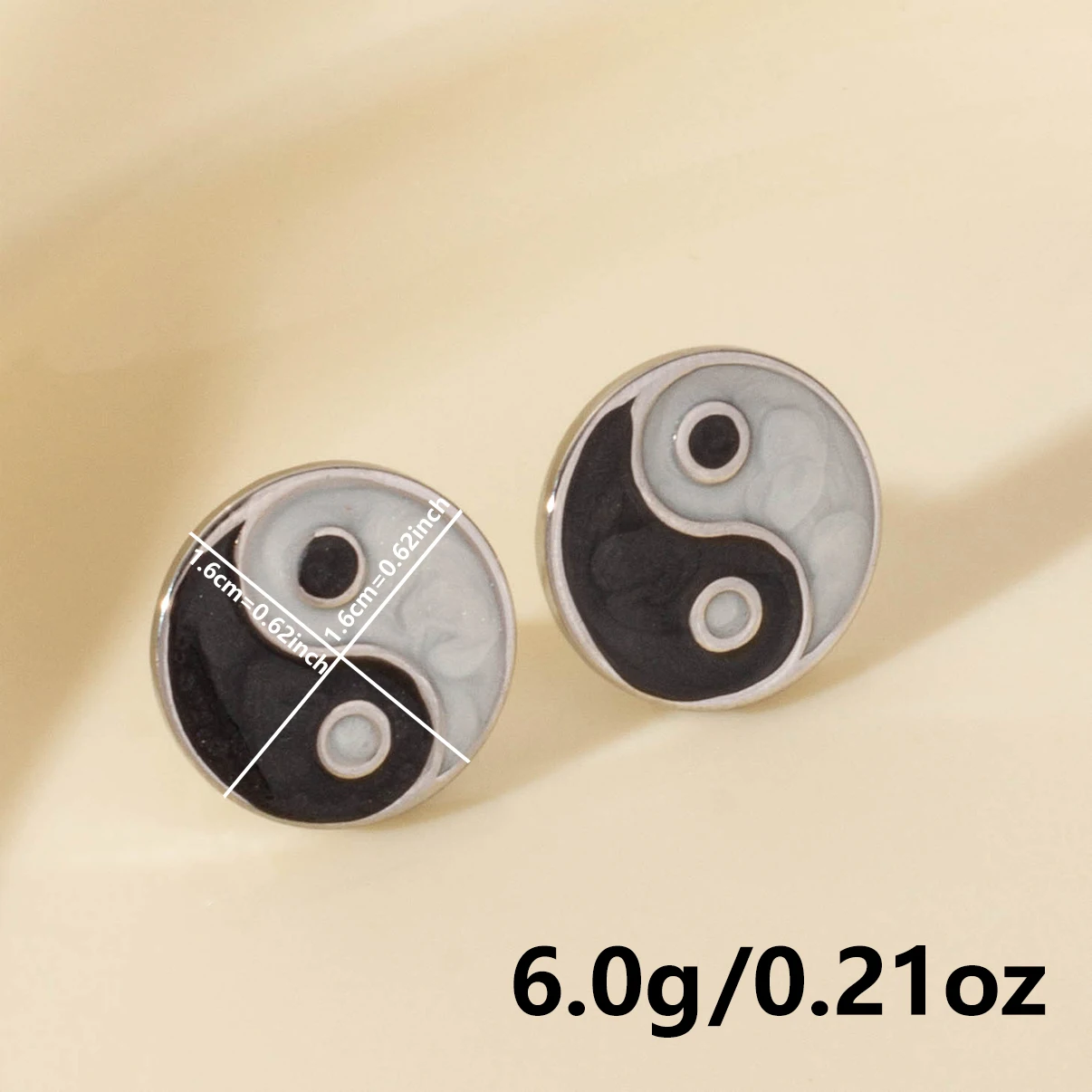 Simple Yin-Yang The Great Ultimate Ear Studs White/Black Stainless Steel Earring For Women Men Accessories Fashion Jewelry Arete