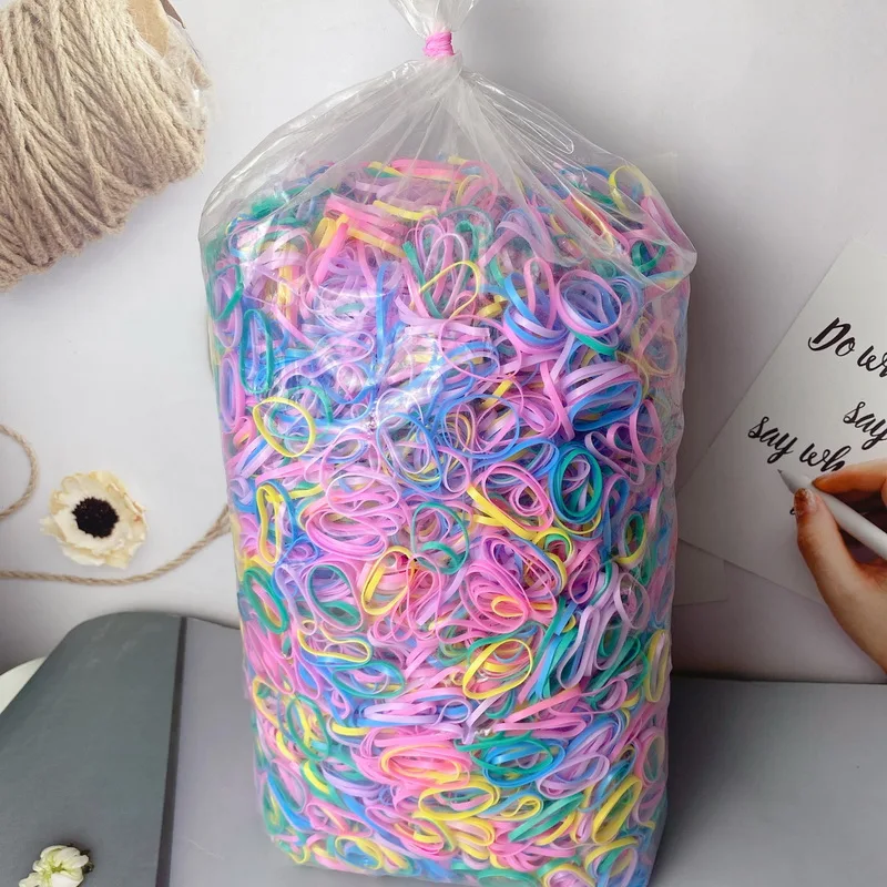 About 1kg Large Disposable Transparent Hair Bands For Girls Colorful Hair Tie Women Big Hair Rope Kid Scrunchie Wholesale