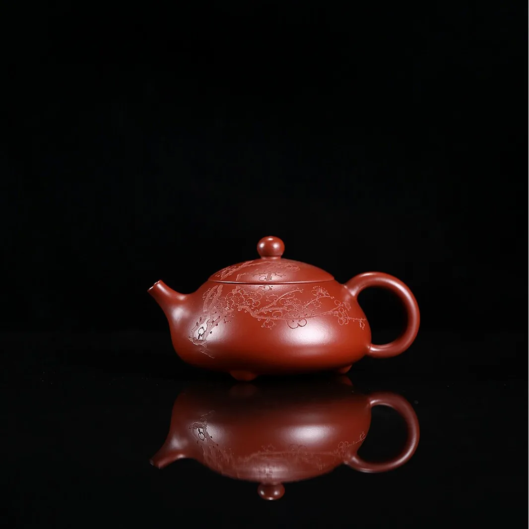 Yixing Authentic Purple Clay Made From Natural Ore Da Hong Pao With Subtle Fragrance Engraved Design High-End Household Teapot