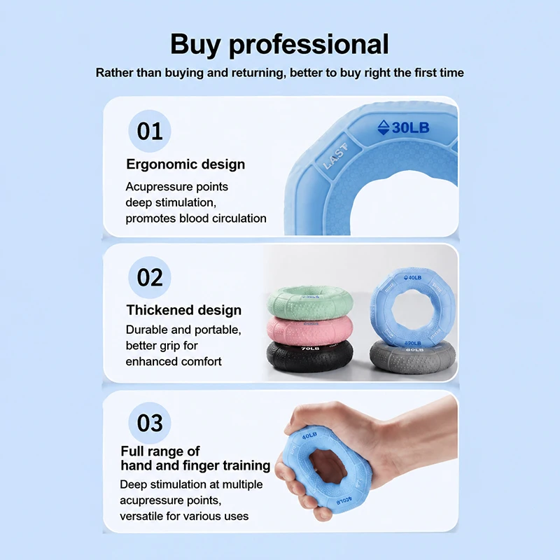 Silicone Hand Grip Exerciser Ring Multi Resistance Non-Slip Bumps for Climbers Finger Strength Training Portable Use