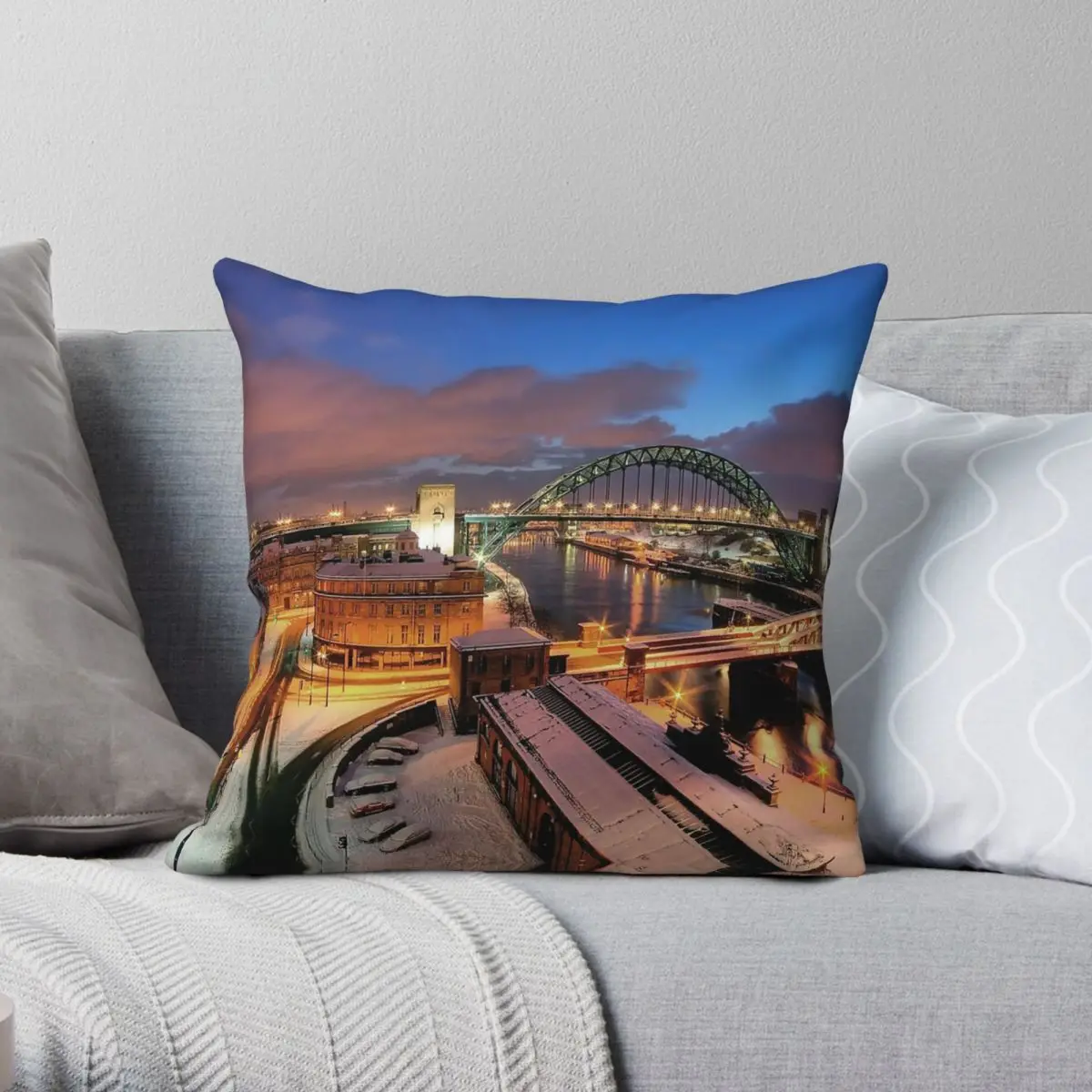 

Newcastle In Winter Pillowcase Polyester Linen Velvet Pattern Zip Decorative Bed Cushion Cover