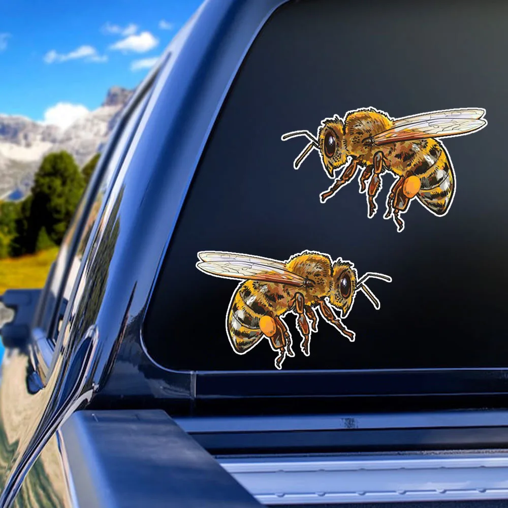 2pcs Bee Motorcycle Stickers Fuel Tank Helmet Decoration Animal Motorbike Accessories Honey Bee Waterproof Vinyl Car Stickers