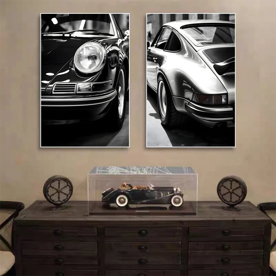 Vintage German Luxury Sports Car Poster Retro Wall Art 911 GT3 RS Turbo Canvas Painting Wall Art Pictures Living Room Home Decor