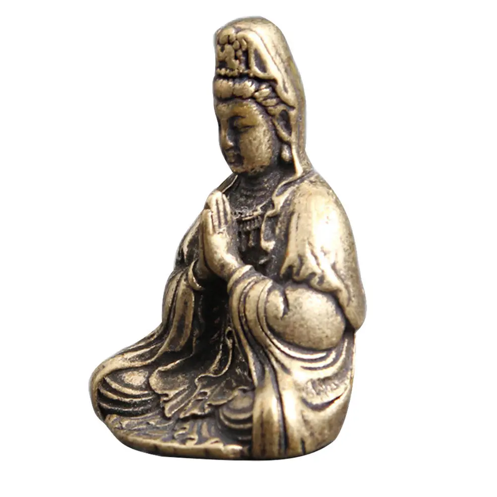 

Avalokitesvara Buddha Brass Ornament Home Desktop Decoration Decorative Buddhism Adornment Office Tabletop Decor