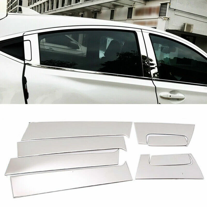 8PCS Car Pillar Post Trim Sticker Auto Door Window Center Middle Column Cover Fit For Honda HRV 2016-2022 Exterior Decoration