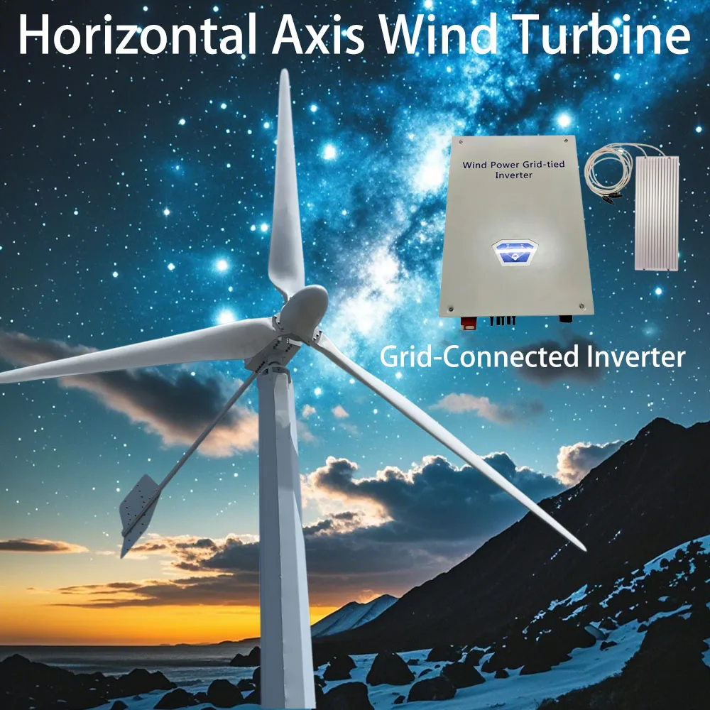 20KW 100000W Wind Turbine Generat Horizortal Turbine Alternative Free Energy Windmill 220V 380V Hybrid Controller for Homeuse