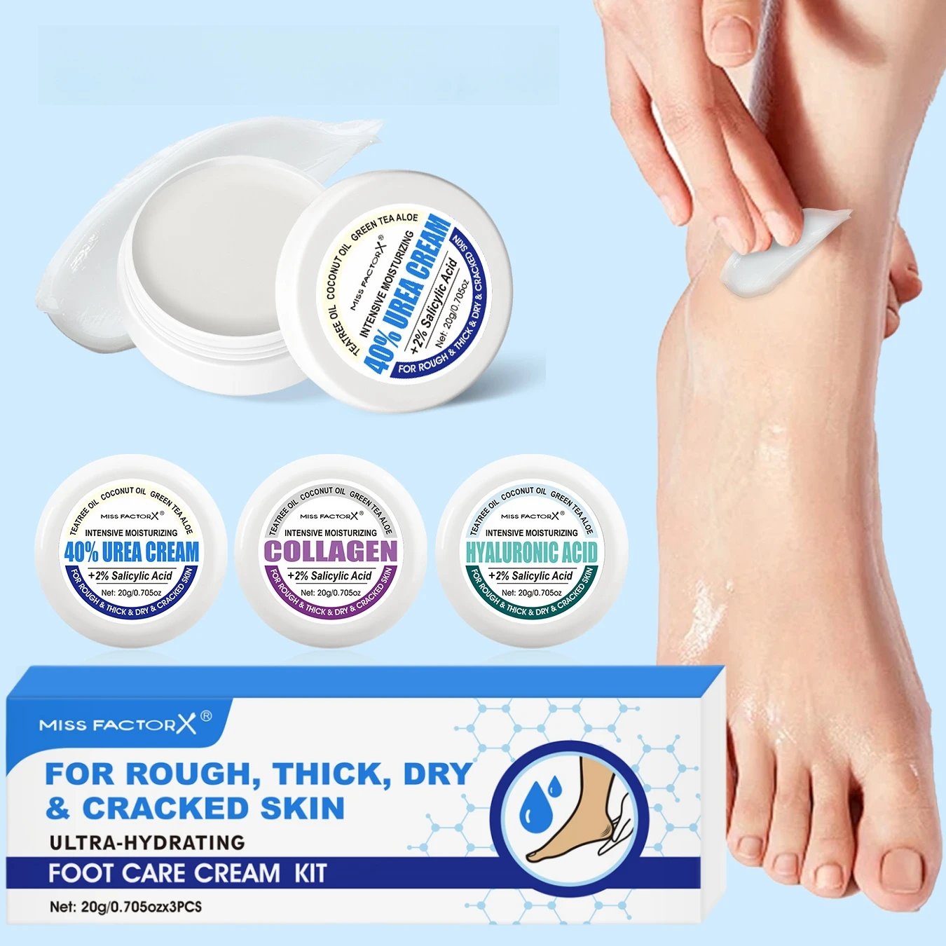 3PCS/Box Urea Foot Cream Moisturizer, with Salicylic Acid, for Dry and Cracked Feet - Hand and Foot Care for and Women