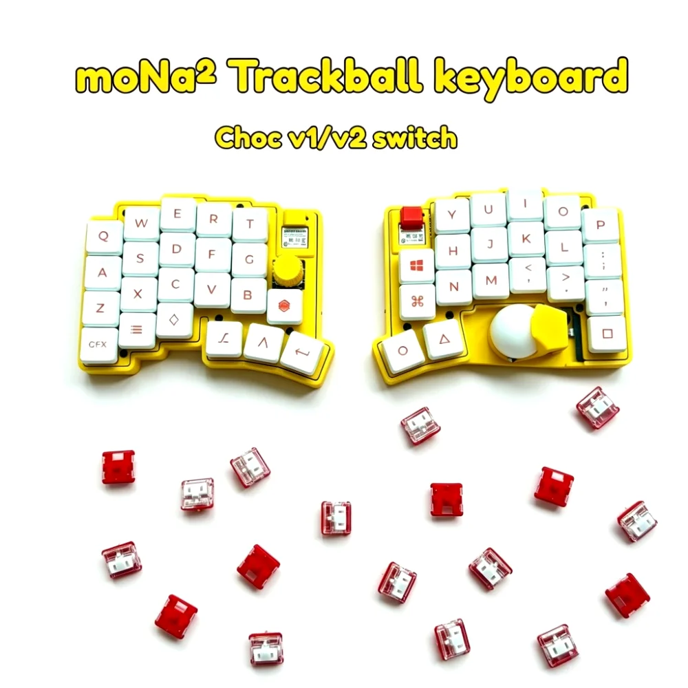 Japan moNa² Split Trackball Keyboard Low Profile Kailh Choc V1/V2 Wireless Bluetooth Dual-mode Hot Swap Mechanical Keyboard Game