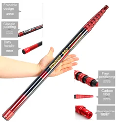 Folding Fishing Landing Hand Nets 2.1/3.0/3.6M Telescoping Flip Pole Lightweight Carp Carbon Fiber  Folding Fly Tools Dip Net