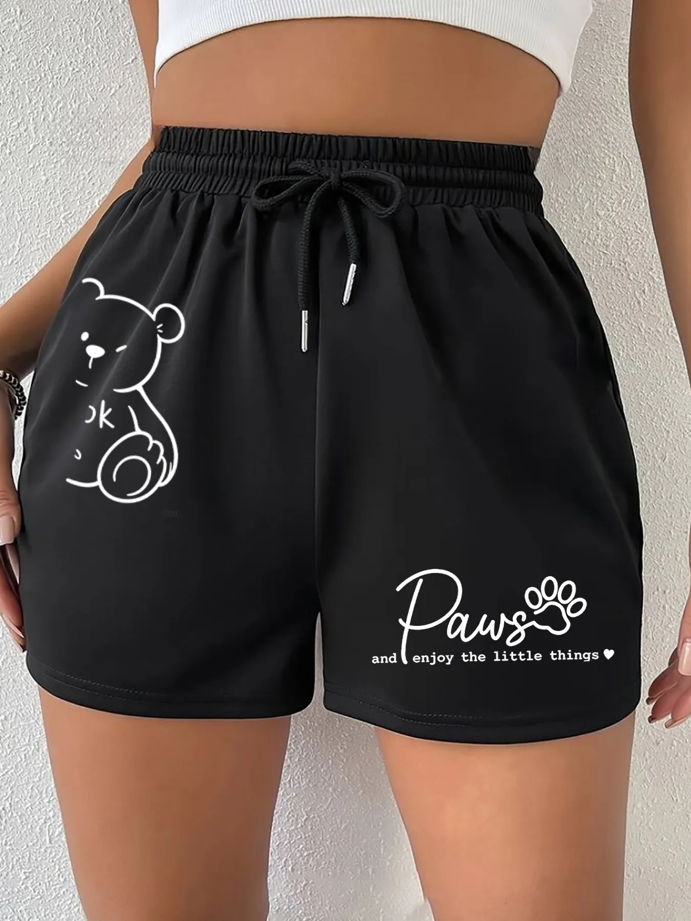 2026 summer new fashionable sports and casual soft and comfortable all-matching 3D bear pattern printed women's shorts