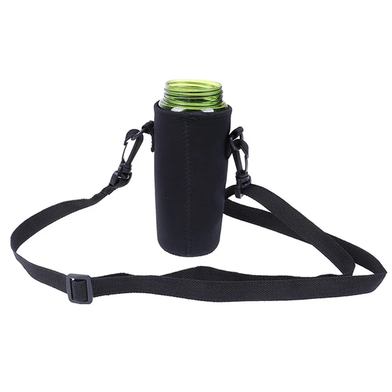 

Black Thick Insulated Cup Sleeve Glass Cups Cover Protection Sleeves Hang Neck Rope With Retractable Buckle Insulate Mug Bag