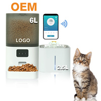WiFi APP Controlled Smart Pet Feeder 6L Portable Automatic Dog/Cat Food Dispenser with Timed Water Includes Voice Call Function