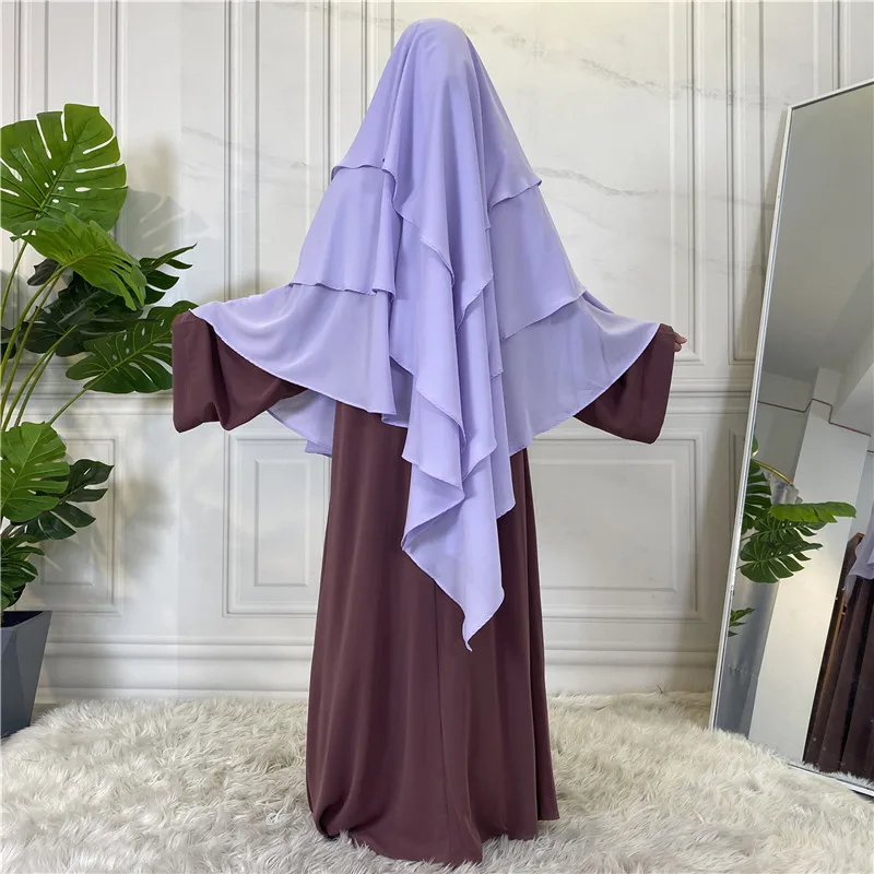 3 Layer Khimar Women Muslim Long Prayer Hijab Scarf Large Headdress Burqa Islamic Niqab Nikab Arabic Abayas Abaya Eid Ramadan