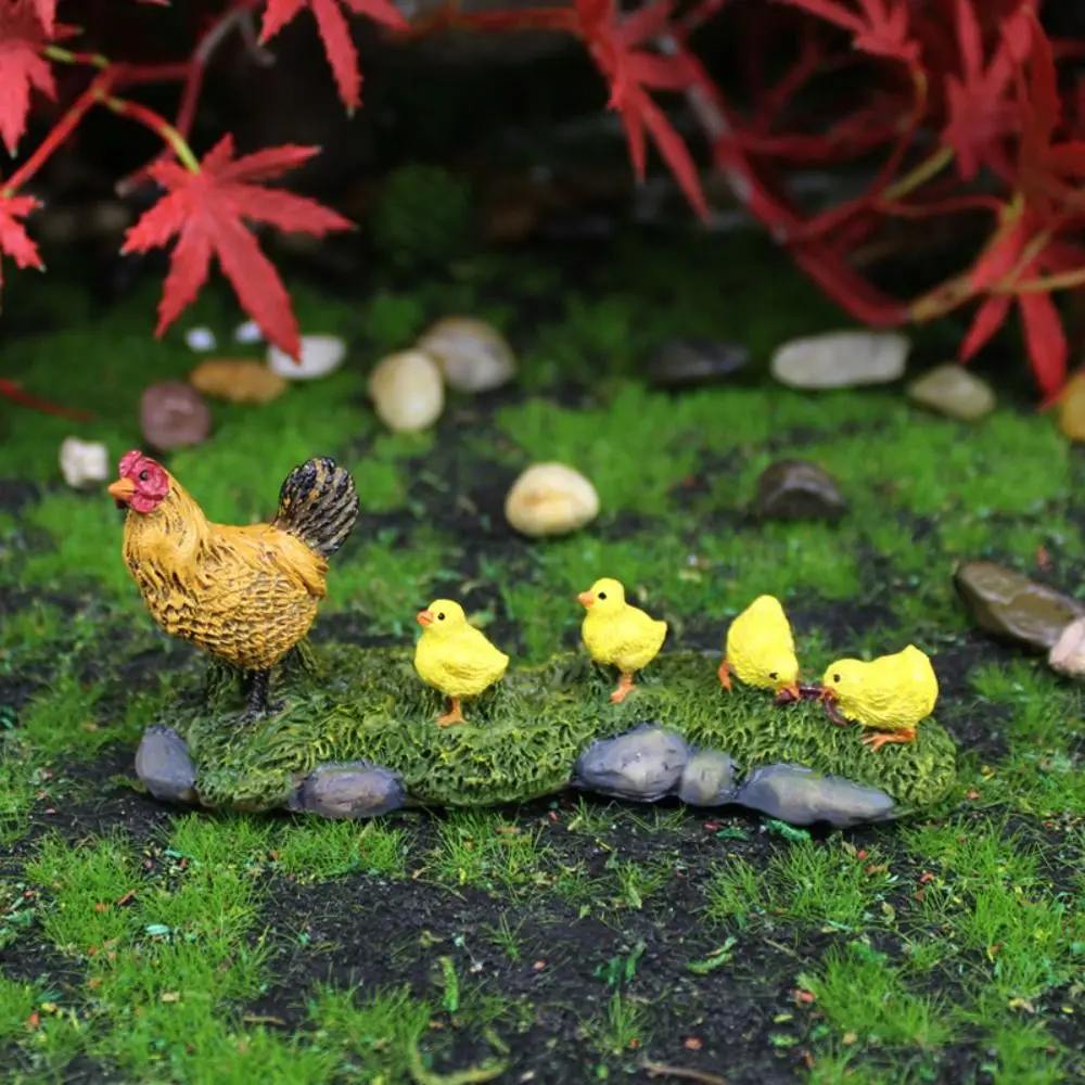 Easter  House Ornaments Home Decoration Hen Chick Models Farm Poultry Chicken Family Figurines Micro Landscape