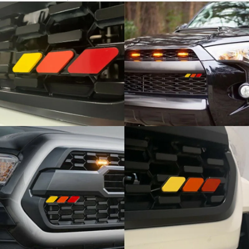 3 Farben Auto Kühlergrill Abzeichen Emblem für Toyota Tacoma Tundra 4 Läufer trd Highlande Rav4 chr Streifen Lufteinlass Auto Zubehör